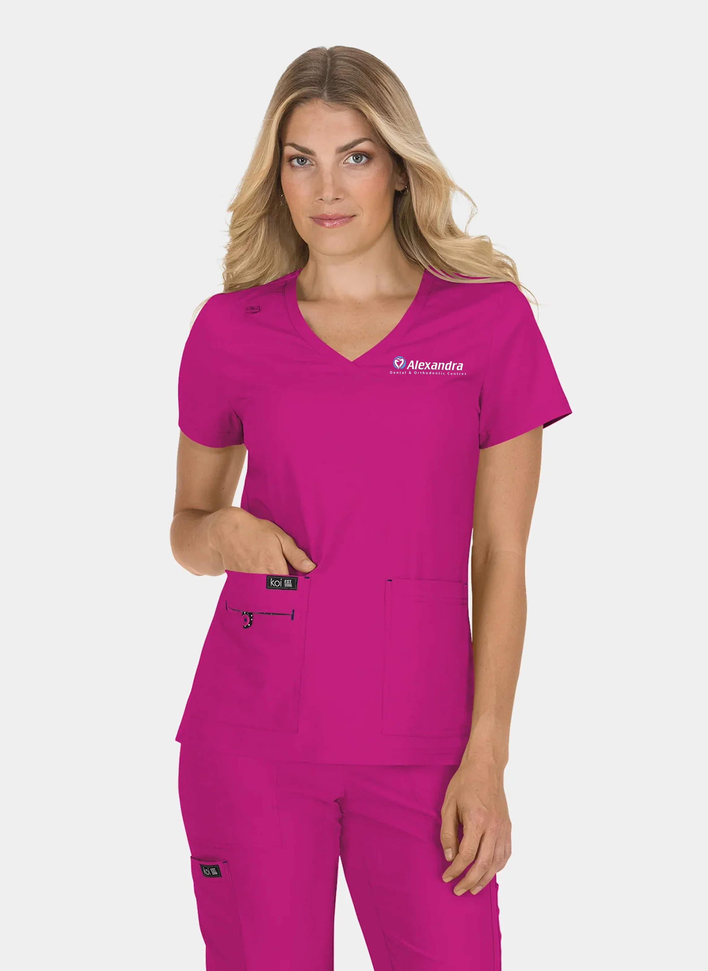 Alexandra Dental - Koi Basics Becca Top - Azalea Pink