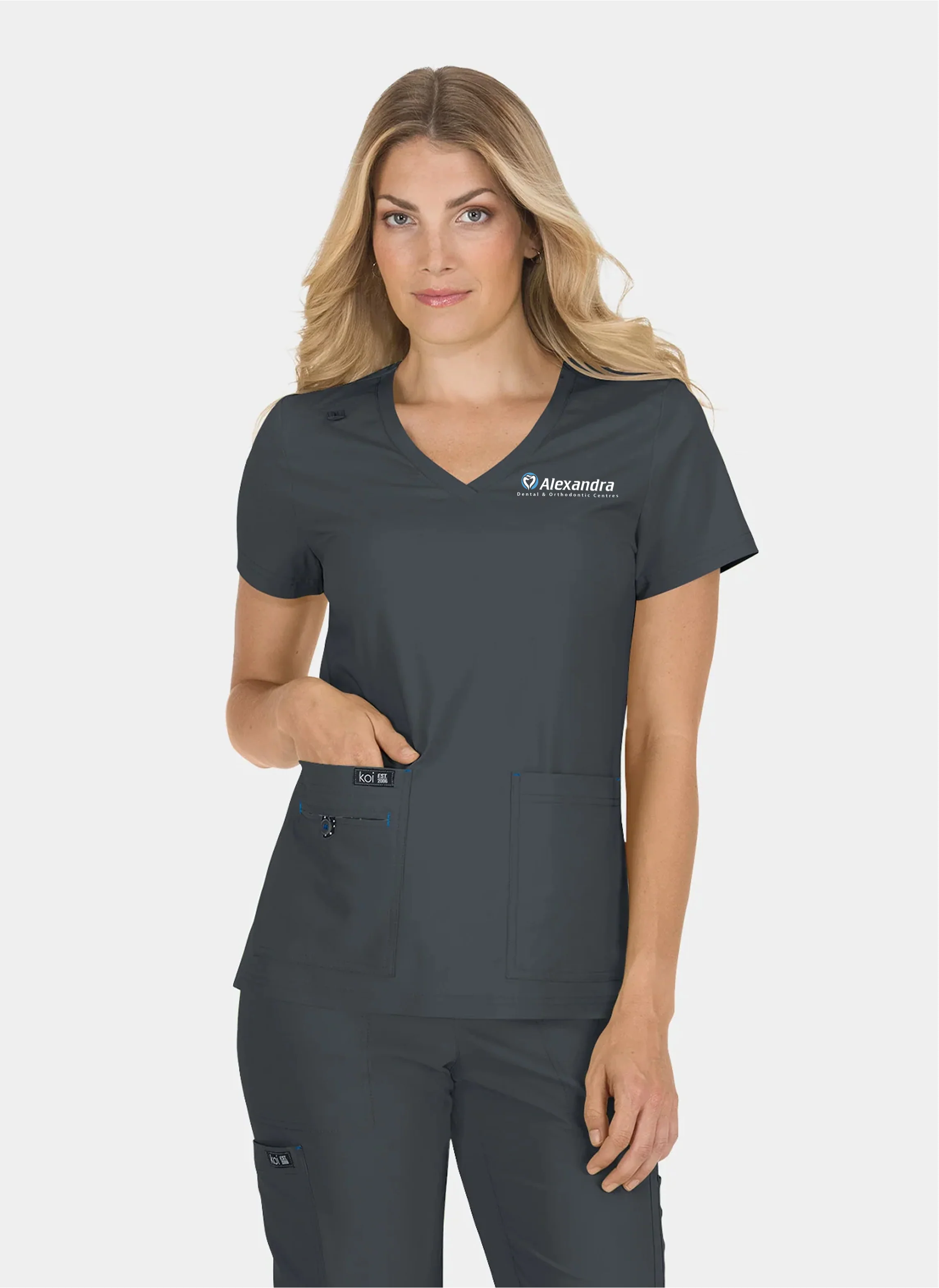 Alexandra Dental - Koi Basics Becca Top - Charcoal