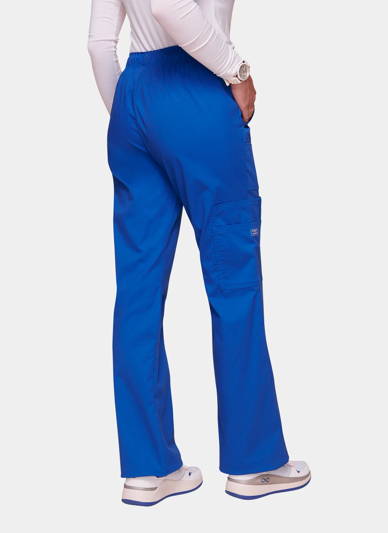 Cherokee Core Stretch Mid Rise Pull-On Cargo Scrub Trousers WWE4005 - Royal - Image 2