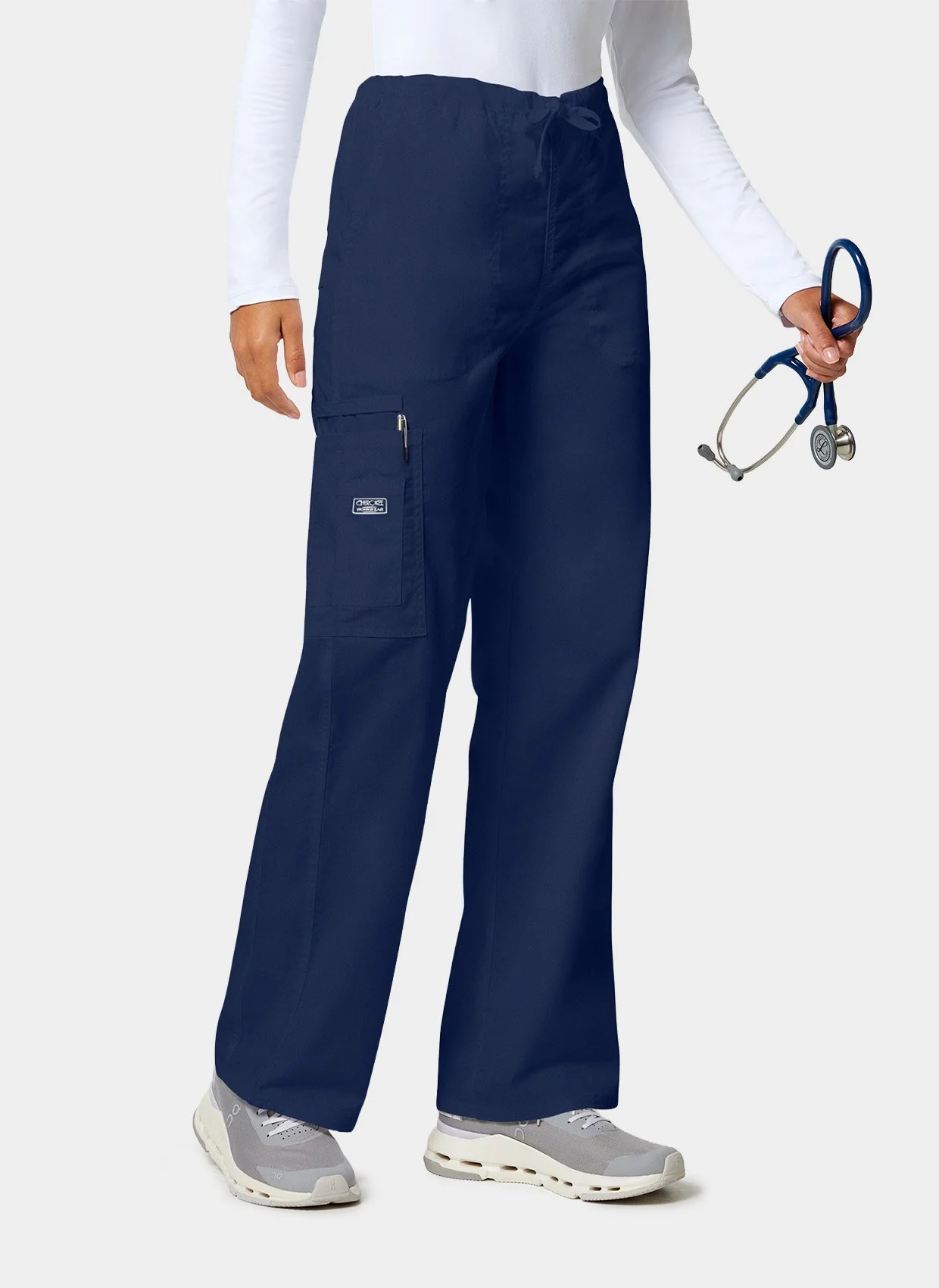 Cherokee Core Stretch Unisex Drawstring Cargo Scrub Trousers WWE4043 - Navy - Image 4