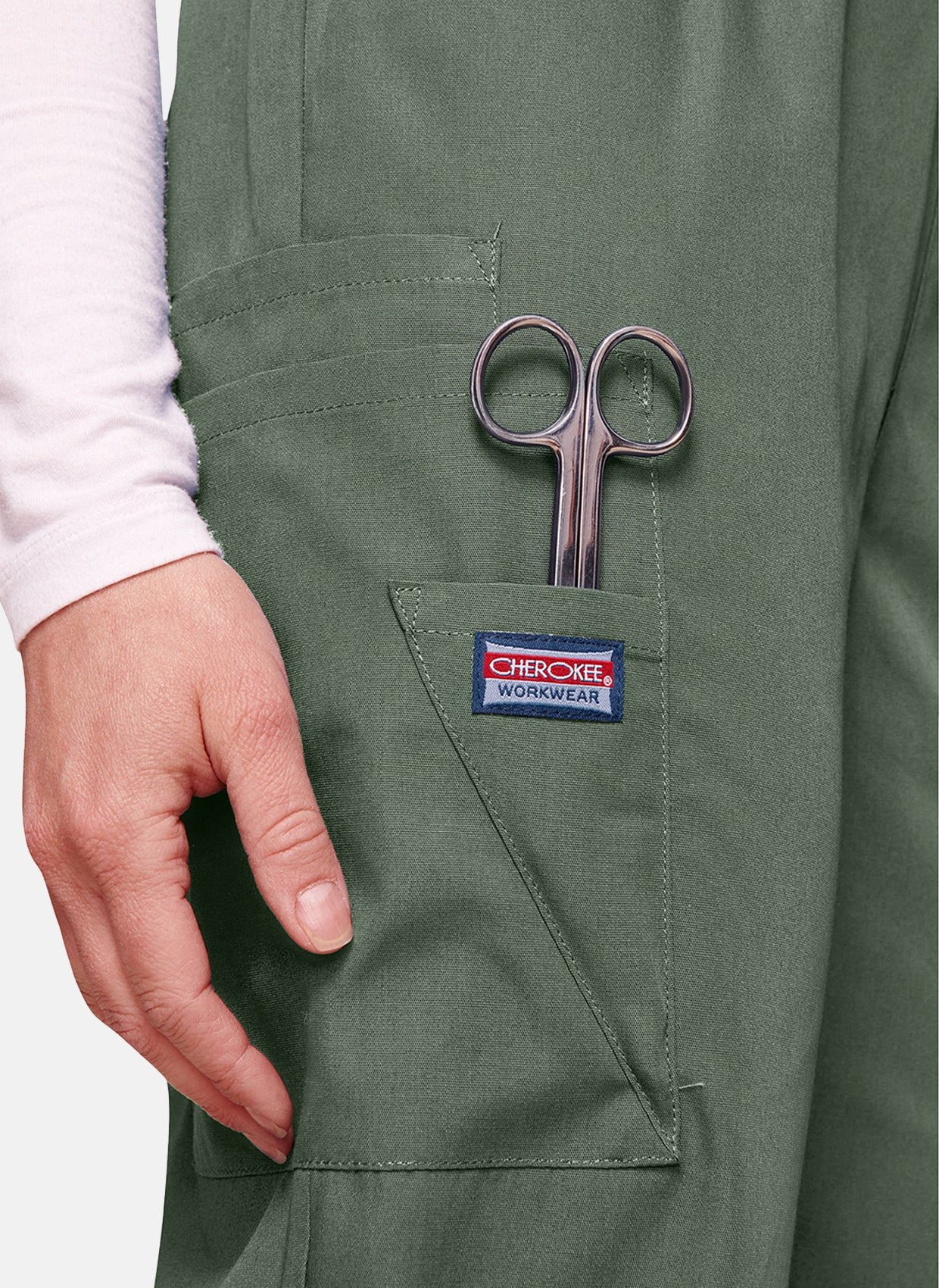 Cherokee Unisex Elasticated Scrub Trousers - Olive - Image 2