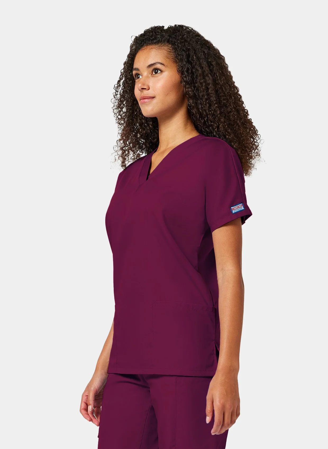 Cherokee Unisex Scrub Top - Wine - Image 3