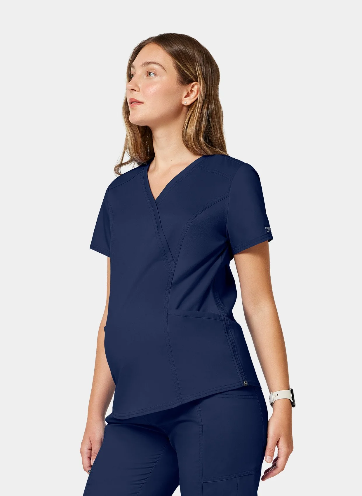 Cherokee WW Revolution Maternity Mock Wrap Scrub Top WWE688 - Navy - Image 5