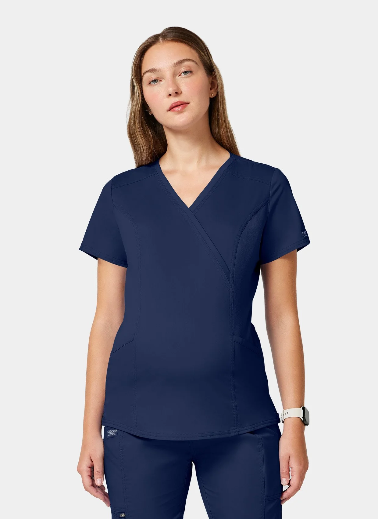 Cherokee WW Revolution Maternity Mock Wrap Scrub Top WWE688 - Navy - Image 7