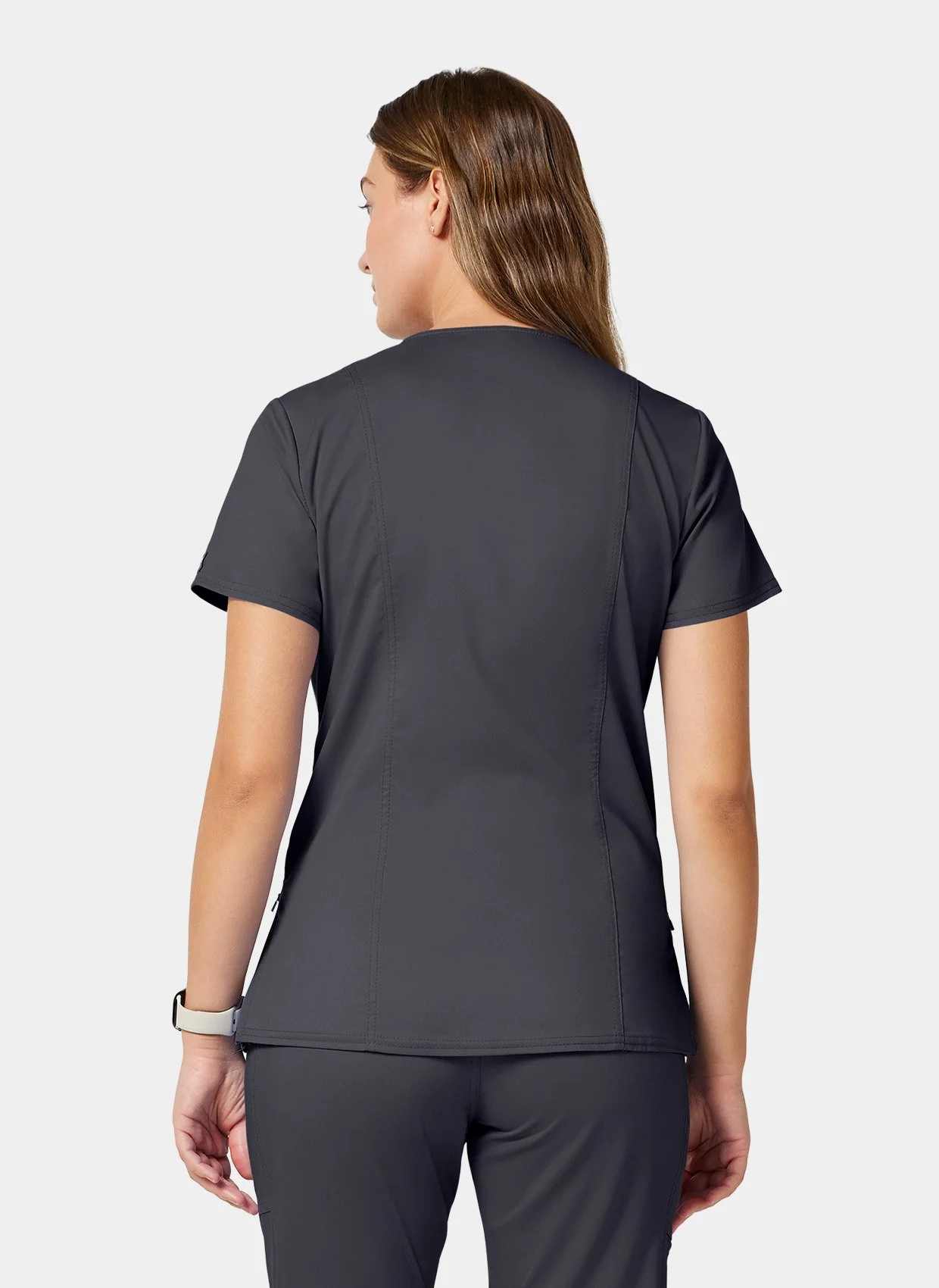 Cherokee WW Revolution Maternity Mock Wrap Scrub Top WWE688 - Pewter - Image 4