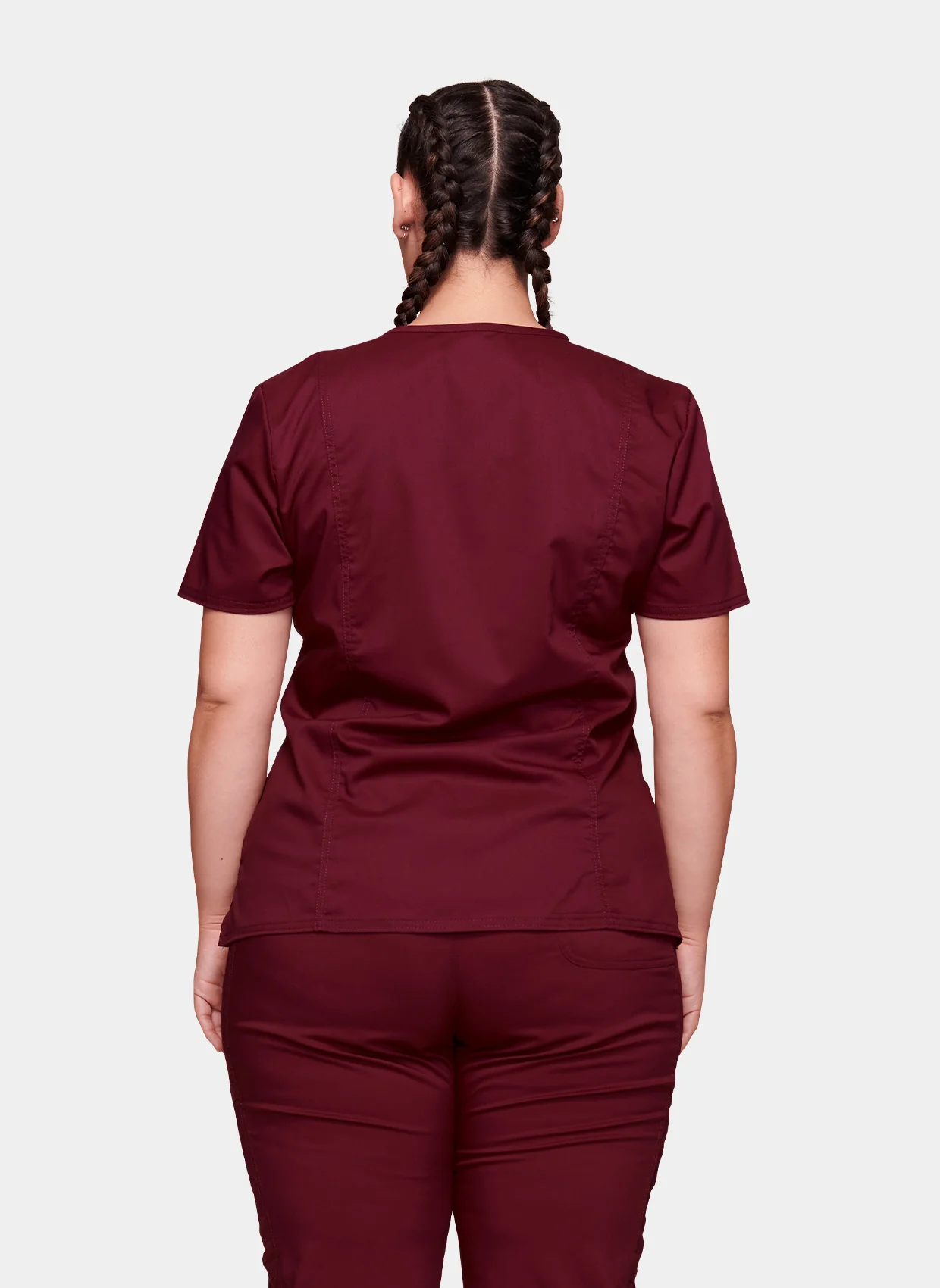 Cherokee WW Revolution Mock Wrap Scrub Top WWE610 - Wine - Image 2