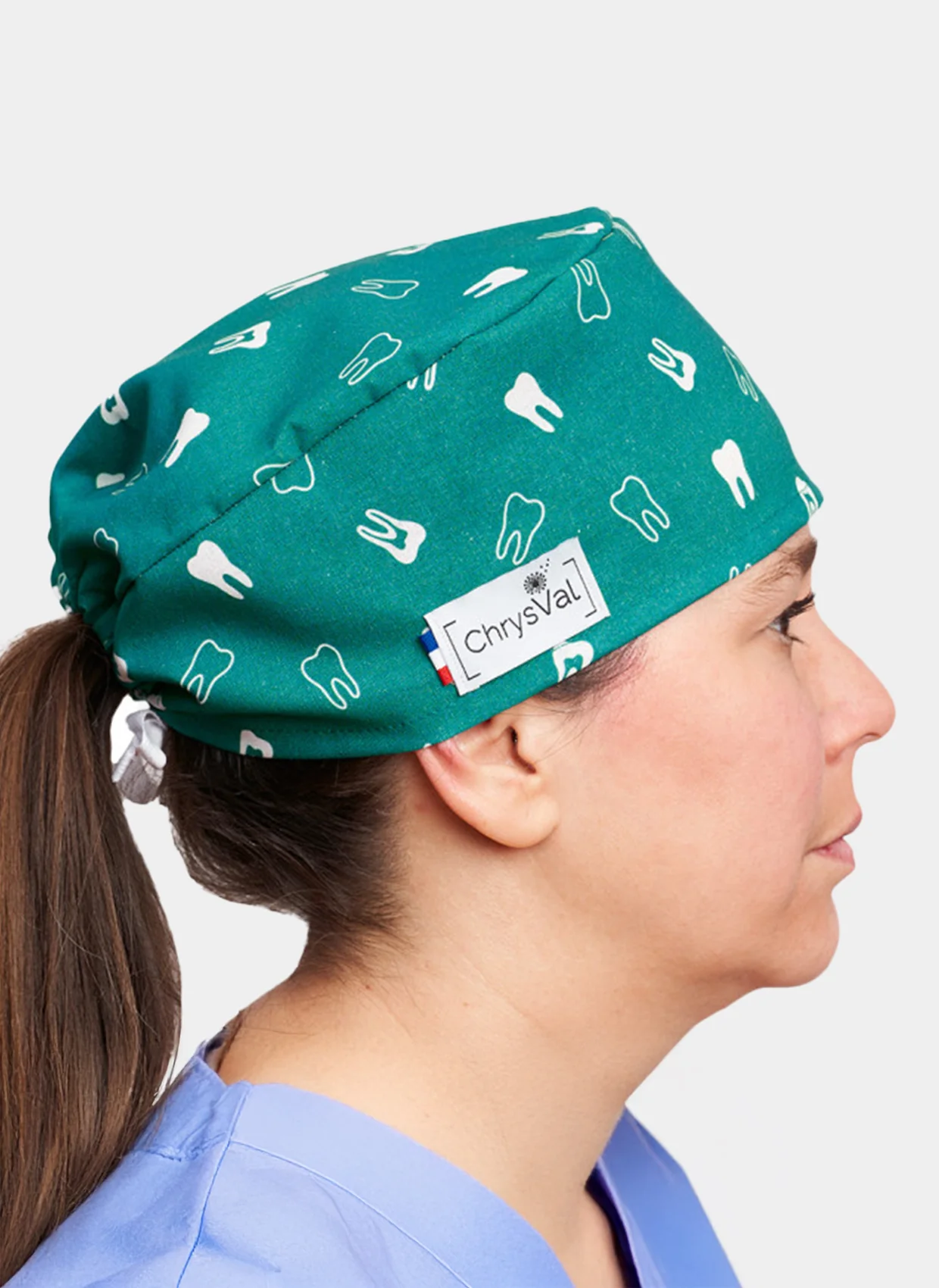 ChrysVal Short Hair Scrub Hat - Tooth Print - Image 2