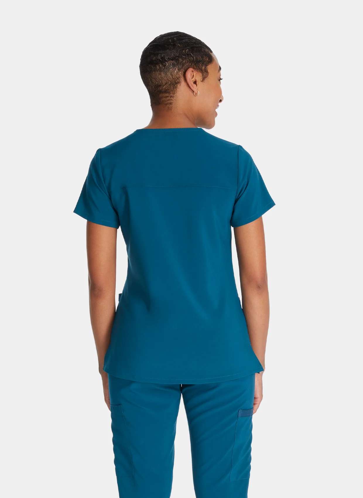 Dickies EDS Essentials Women's Mock Wrap Scrub Top DKE625 - Caribbean - Image 2