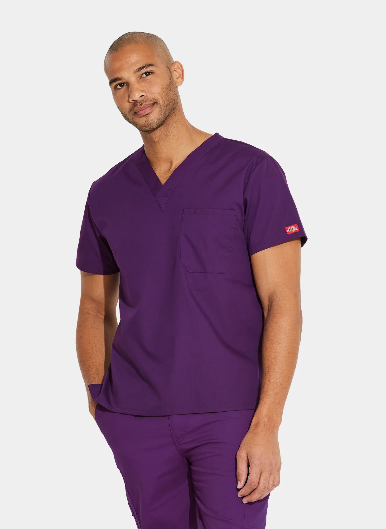 Unisex Dickies EDS Signature Tuckable V-Neck Scrub Top DKE83706 - Eggplant