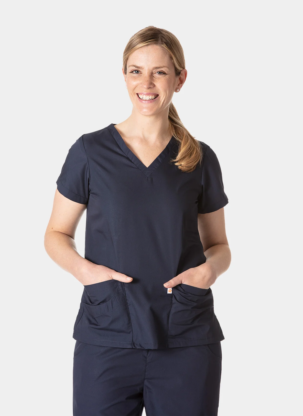 HappyFIT Lily Scrub Top - Navy - Image 2