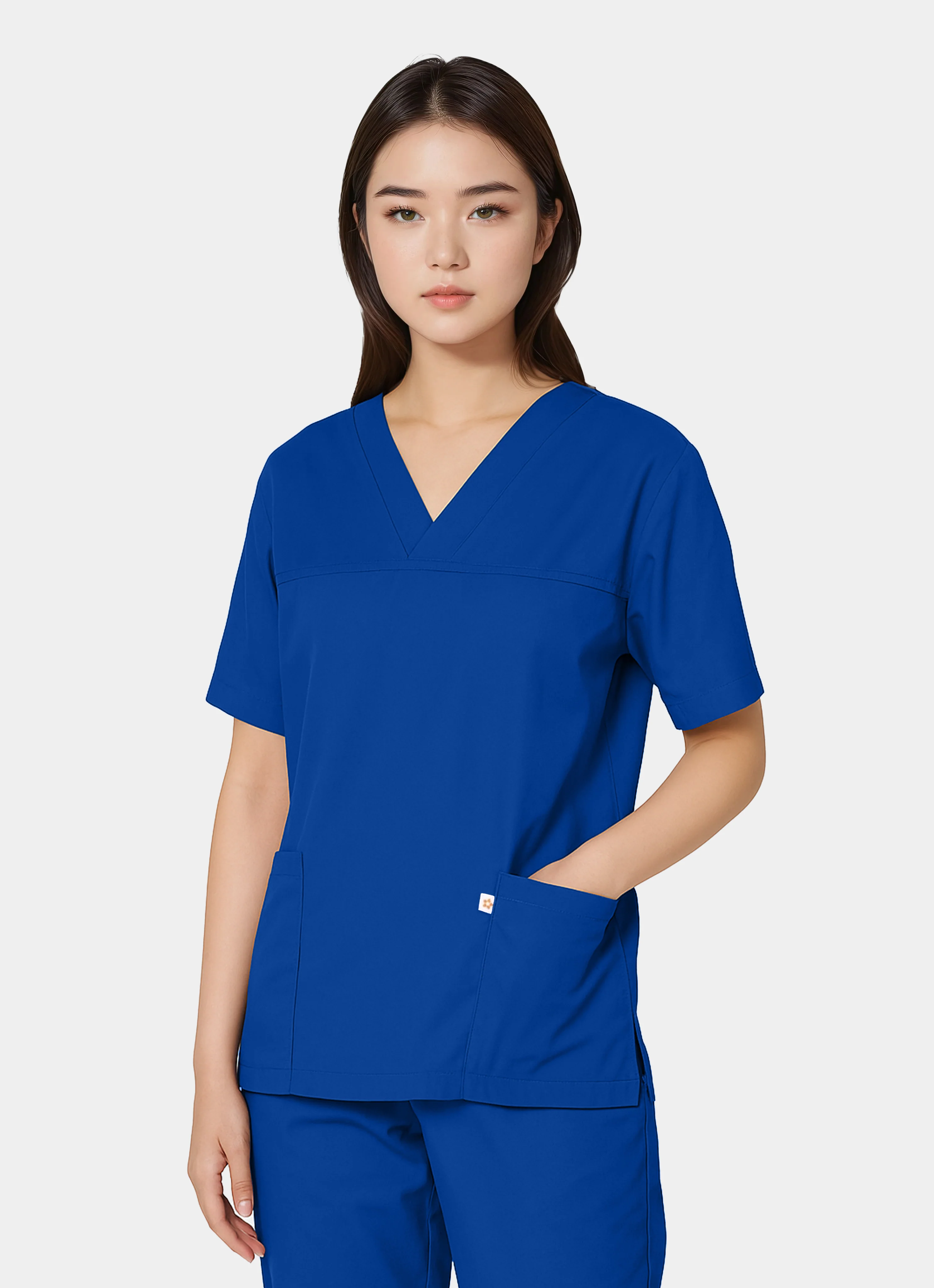 HappyFIT Unisex Scrub Top - Regal Blue - Image 3