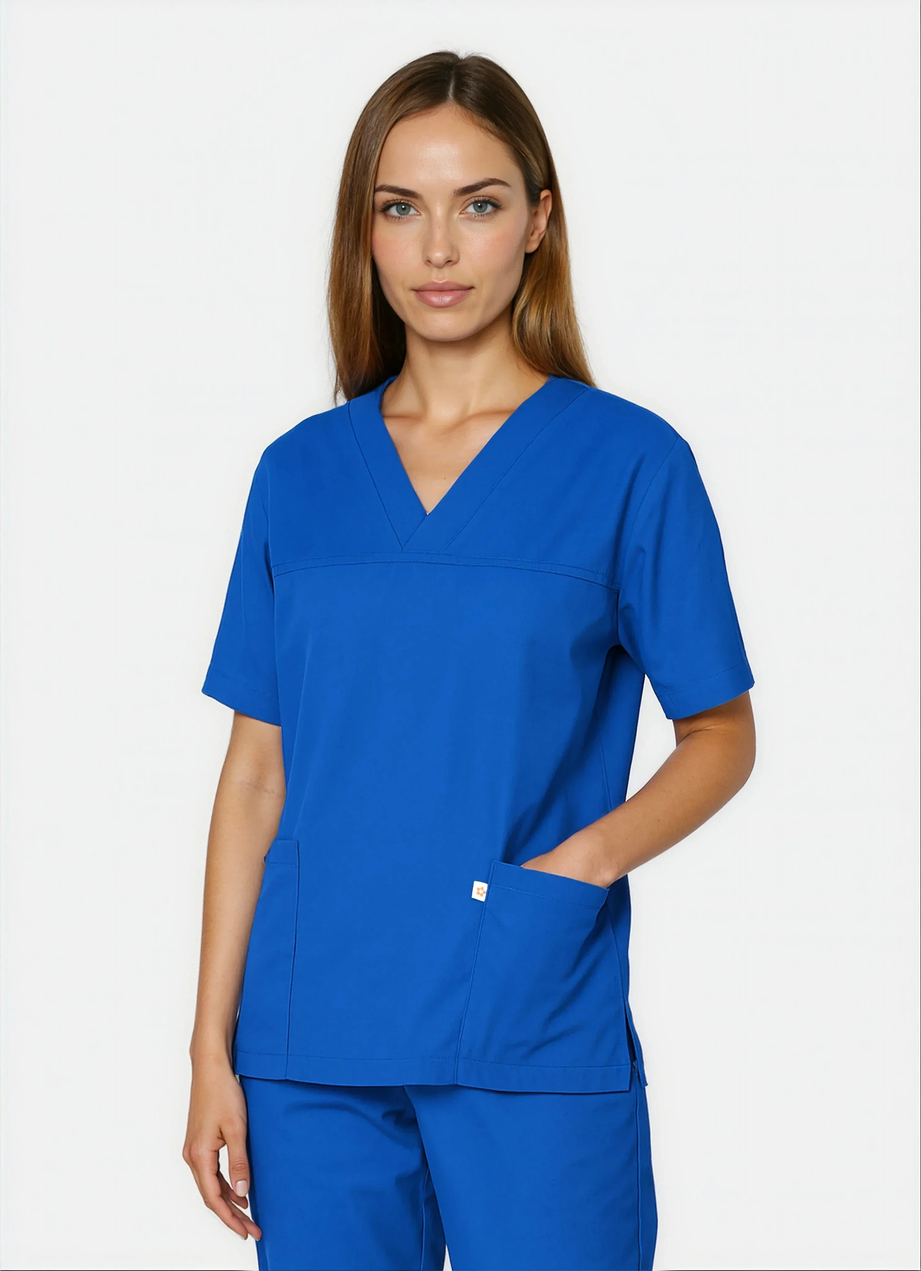 HappyFIT Unisex Scrub Top - Royal - Image 6