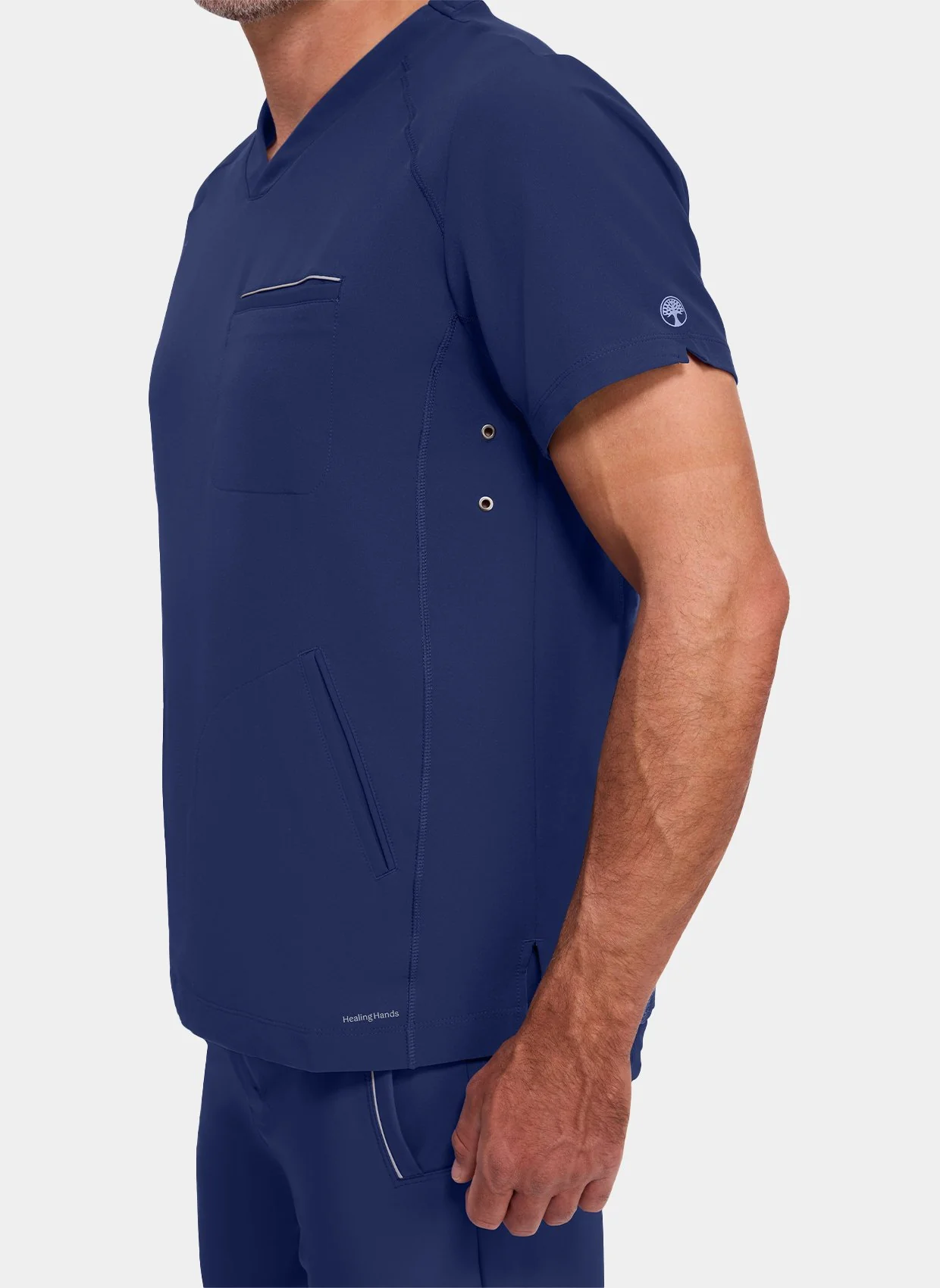 Healing Hands 360 Steven Scrub Top - Navy - Image 3