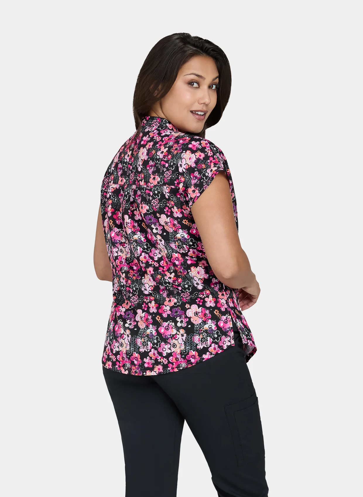 Koi Basics Ari Scrub Top - Flower Tracks - Image 2