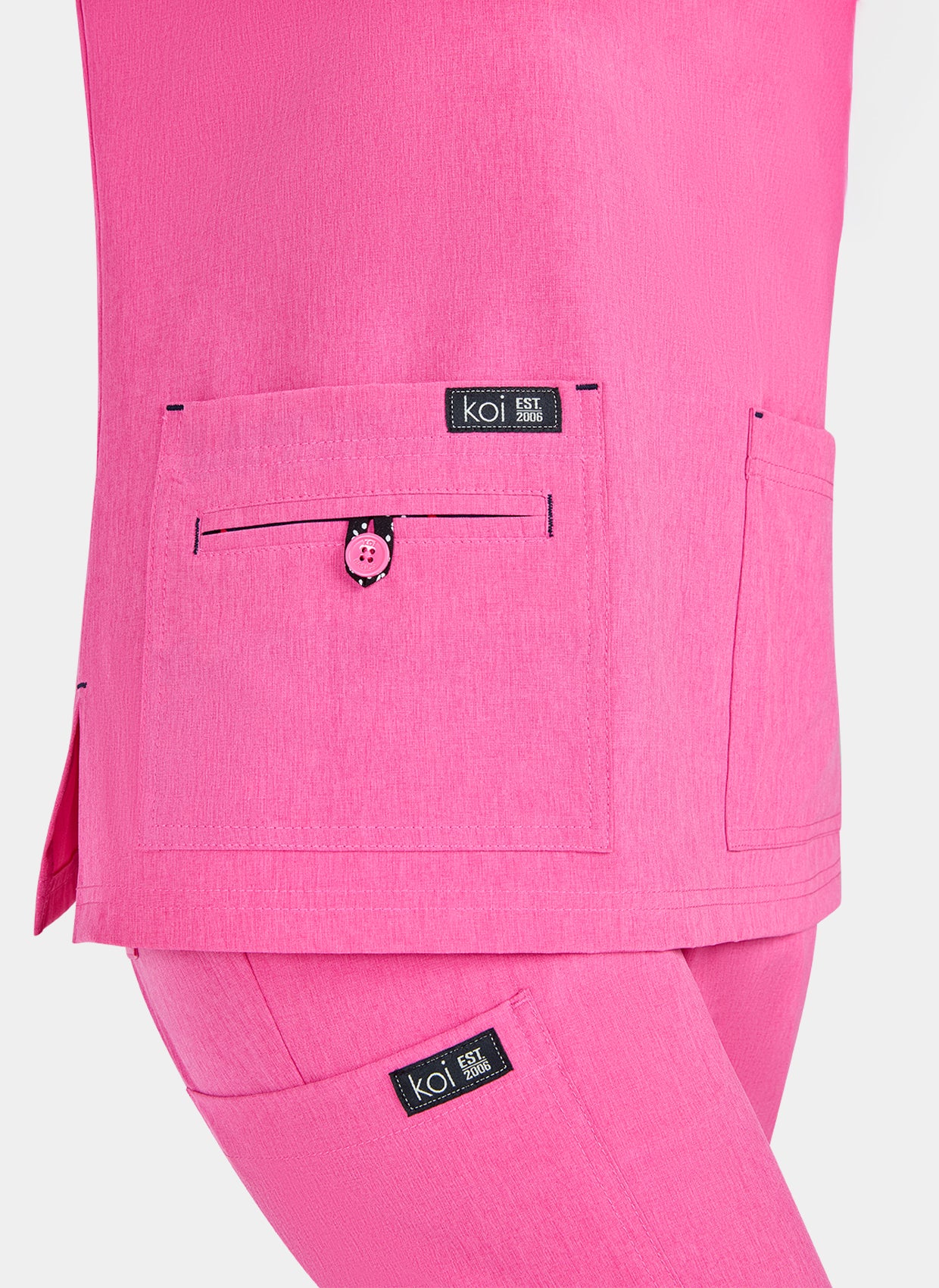Koi Basics Becca Scrub Top - Heather Pink Lemonade - Image 3