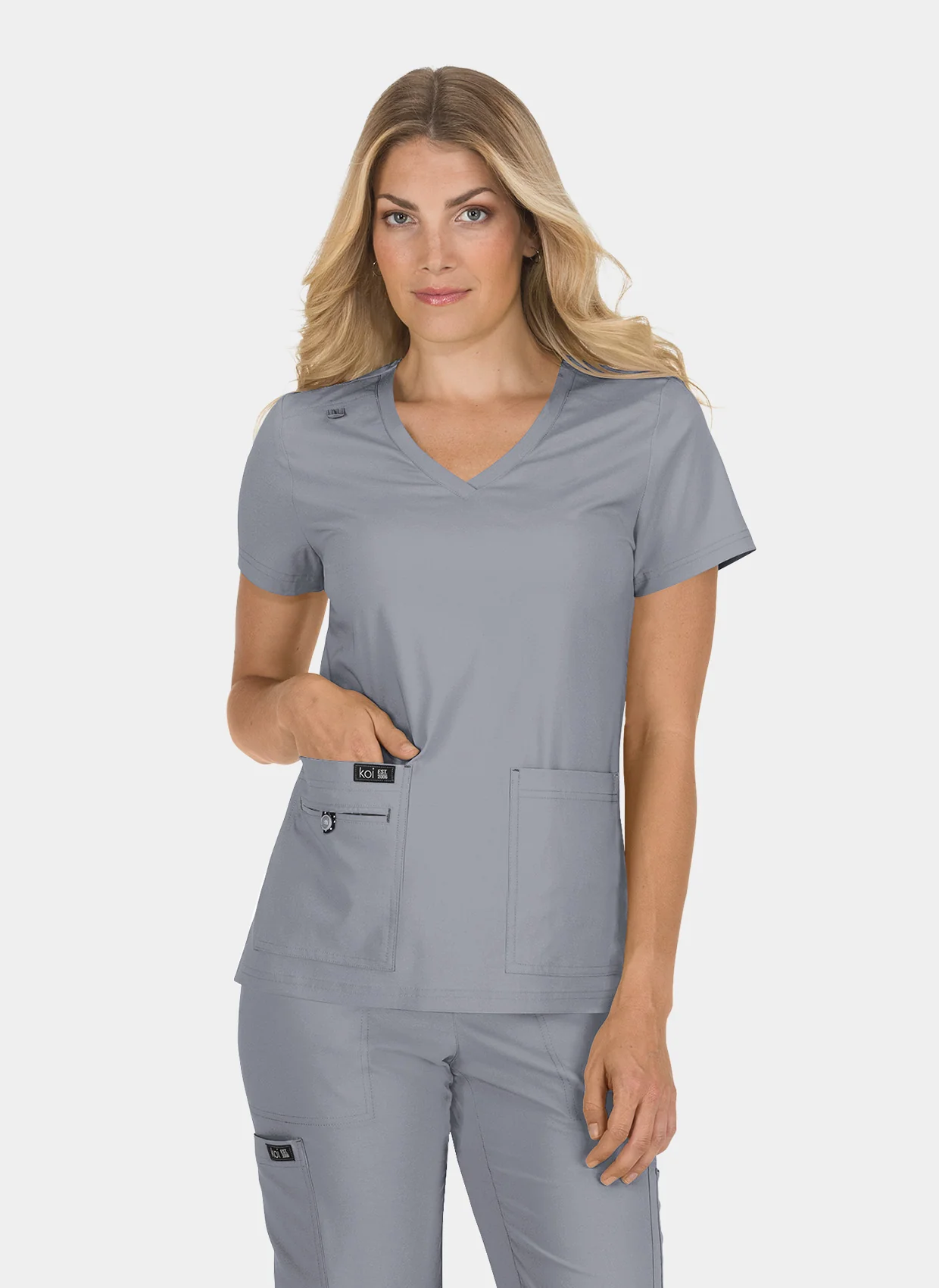 Koi Basics Becca Scrub Top - Platinum Grey