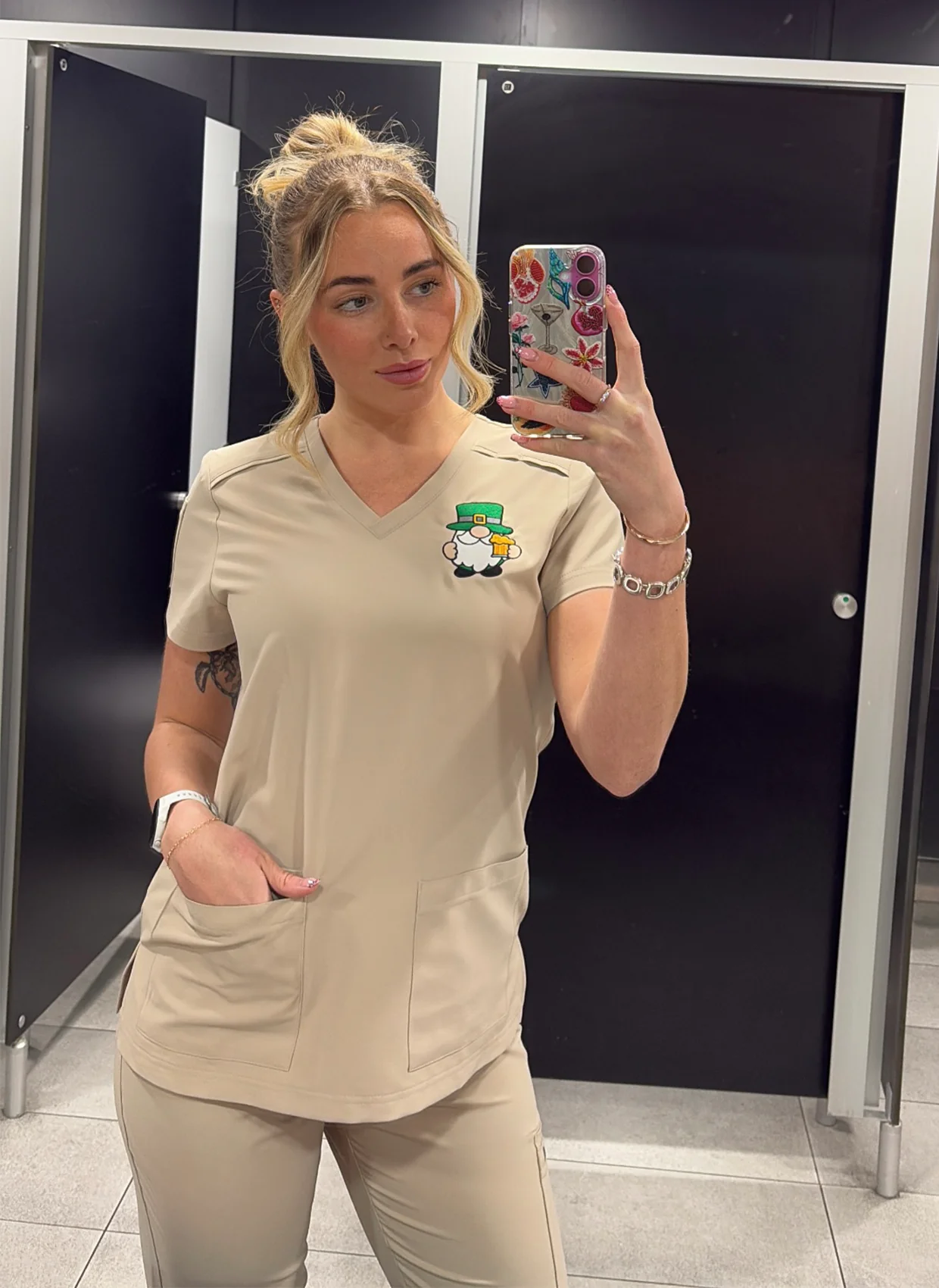 Koi Cureology Cardi Scrub Top - Khaki - Image 4