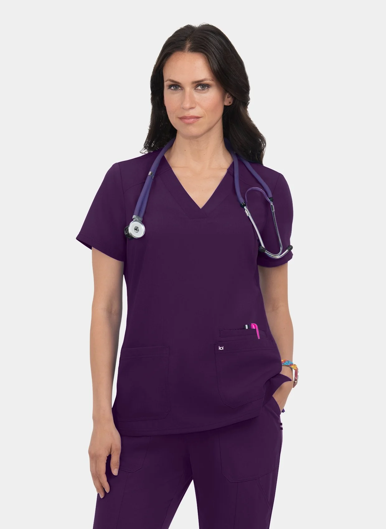 Koi Next Gen Hustle And Heart Scrub Top - Eggplant