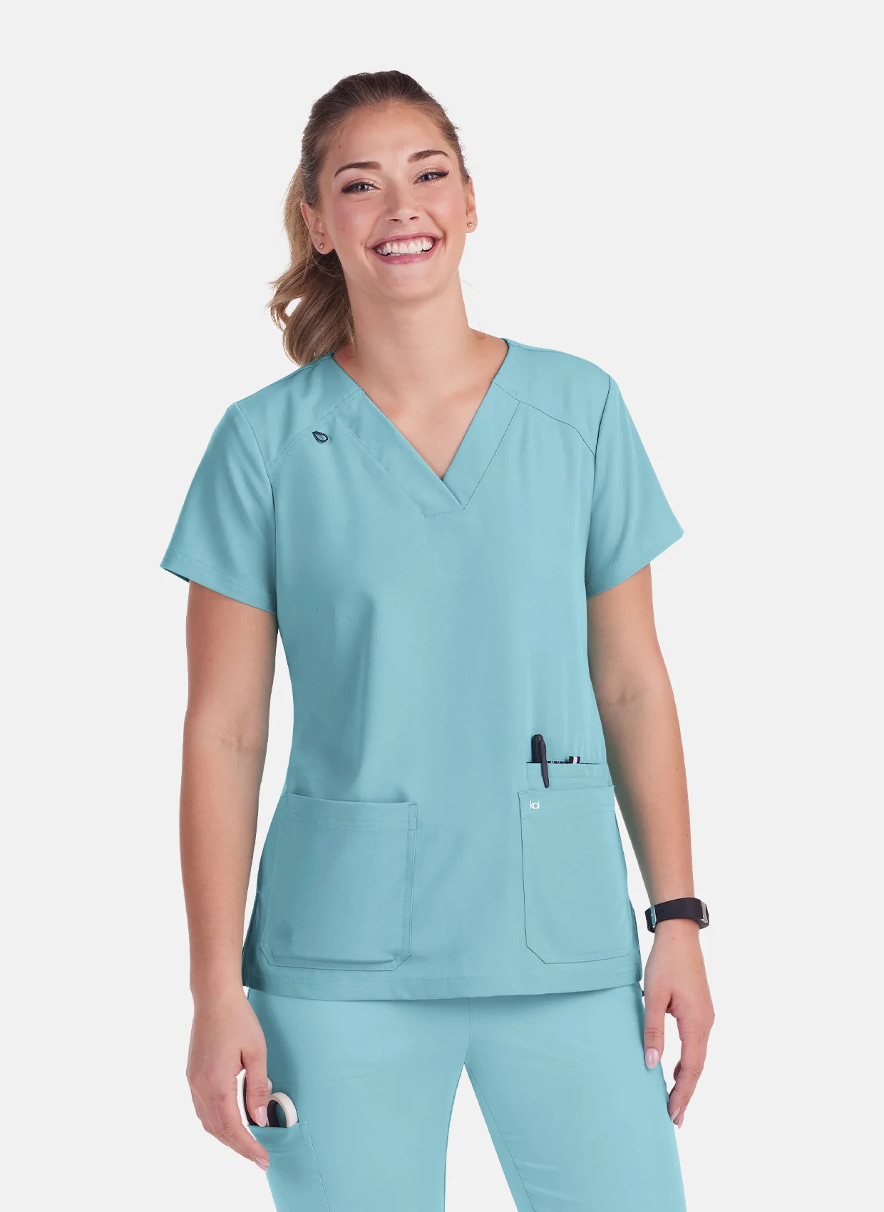 Koi Next Gen Hustle And Heart Scrub Top - Sea Glass - SALE