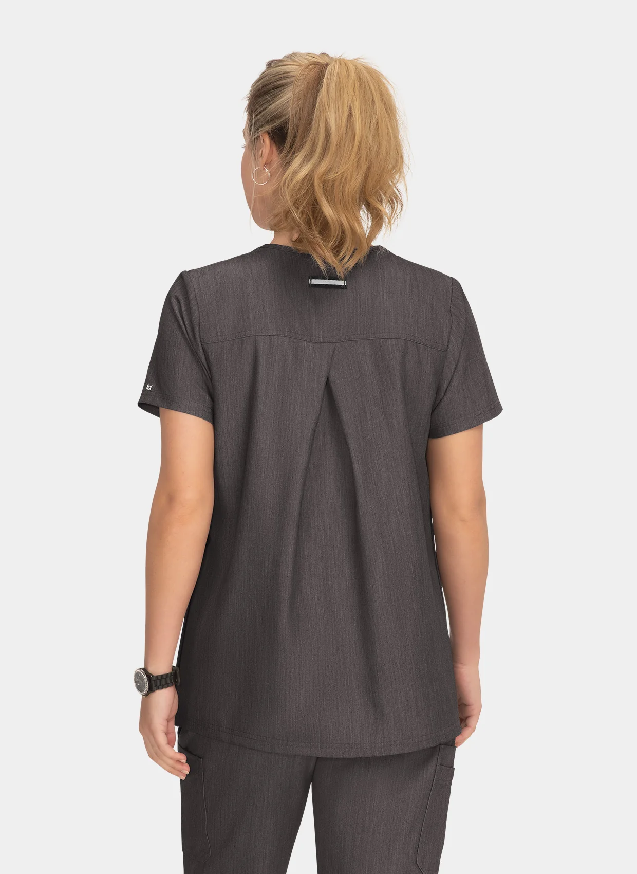 Koi Next Gen Onboard Maternity Scrub Top - Heather Grey - Image 2
