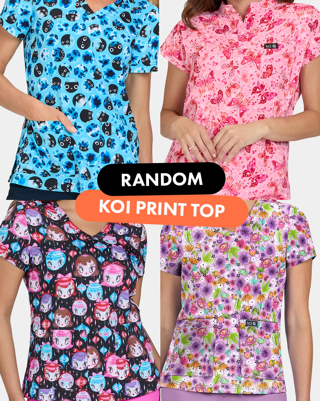 Koi Print Scrub Top (Random Print) - SALE