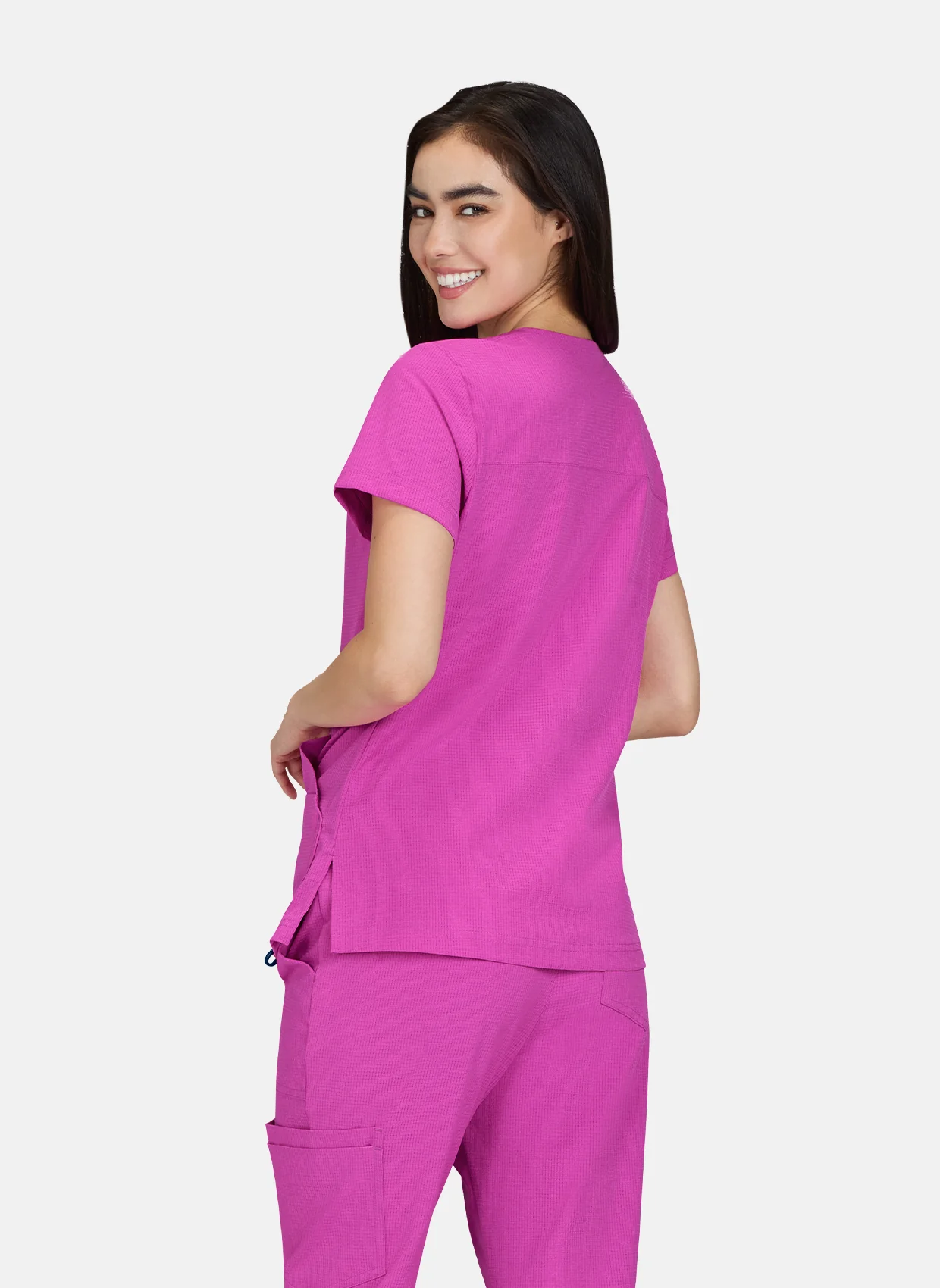 Koi Solis Sari Scrub Top - Hibiscus Pink - Image 3