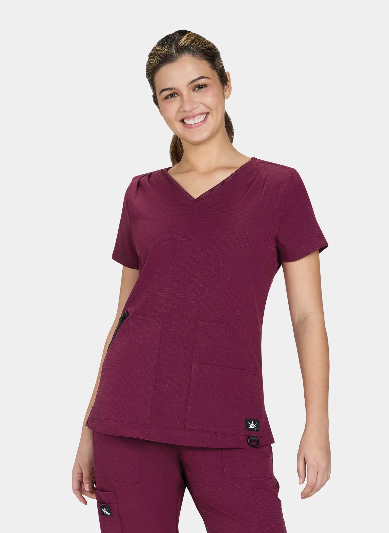 Koi Solis Sari Scrub Top - Wine