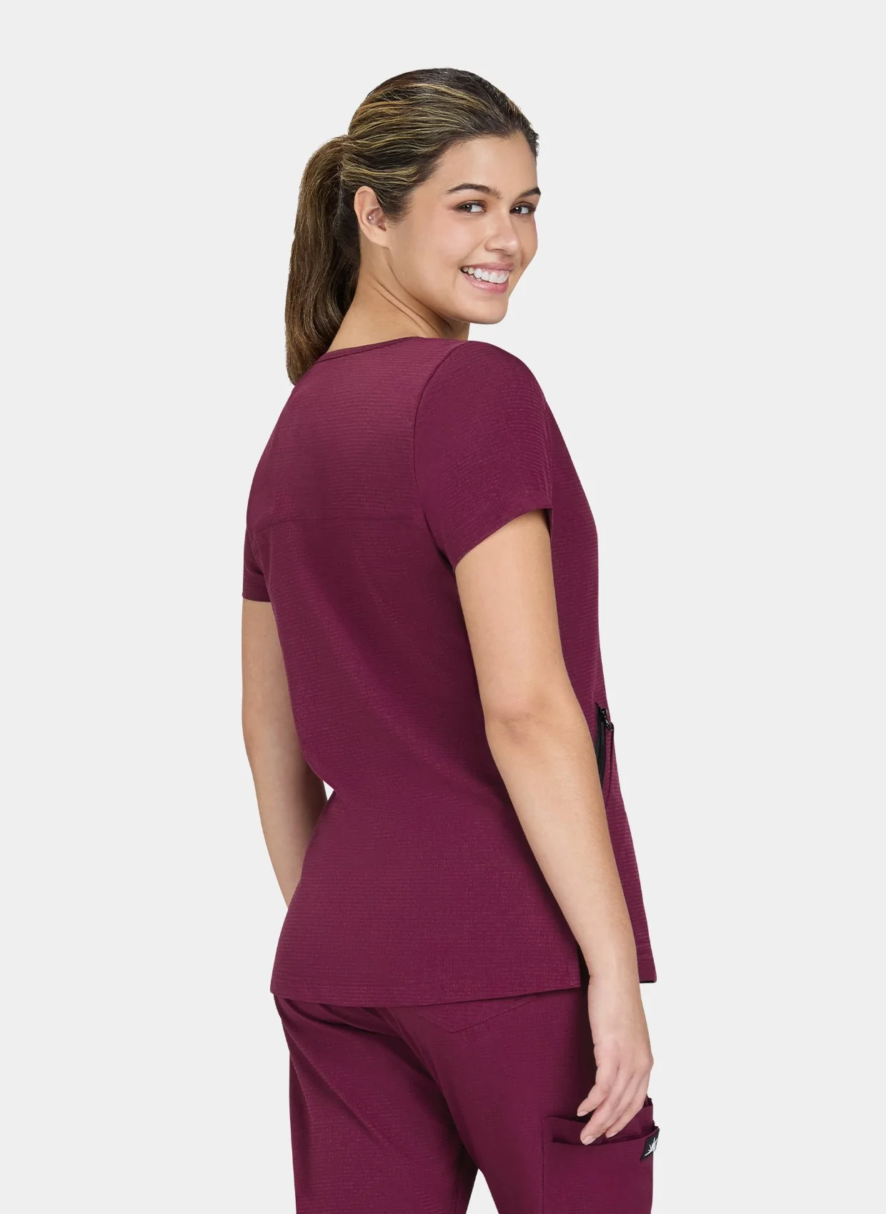 Koi Solis Sari Scrub Top - Wine - Image 2