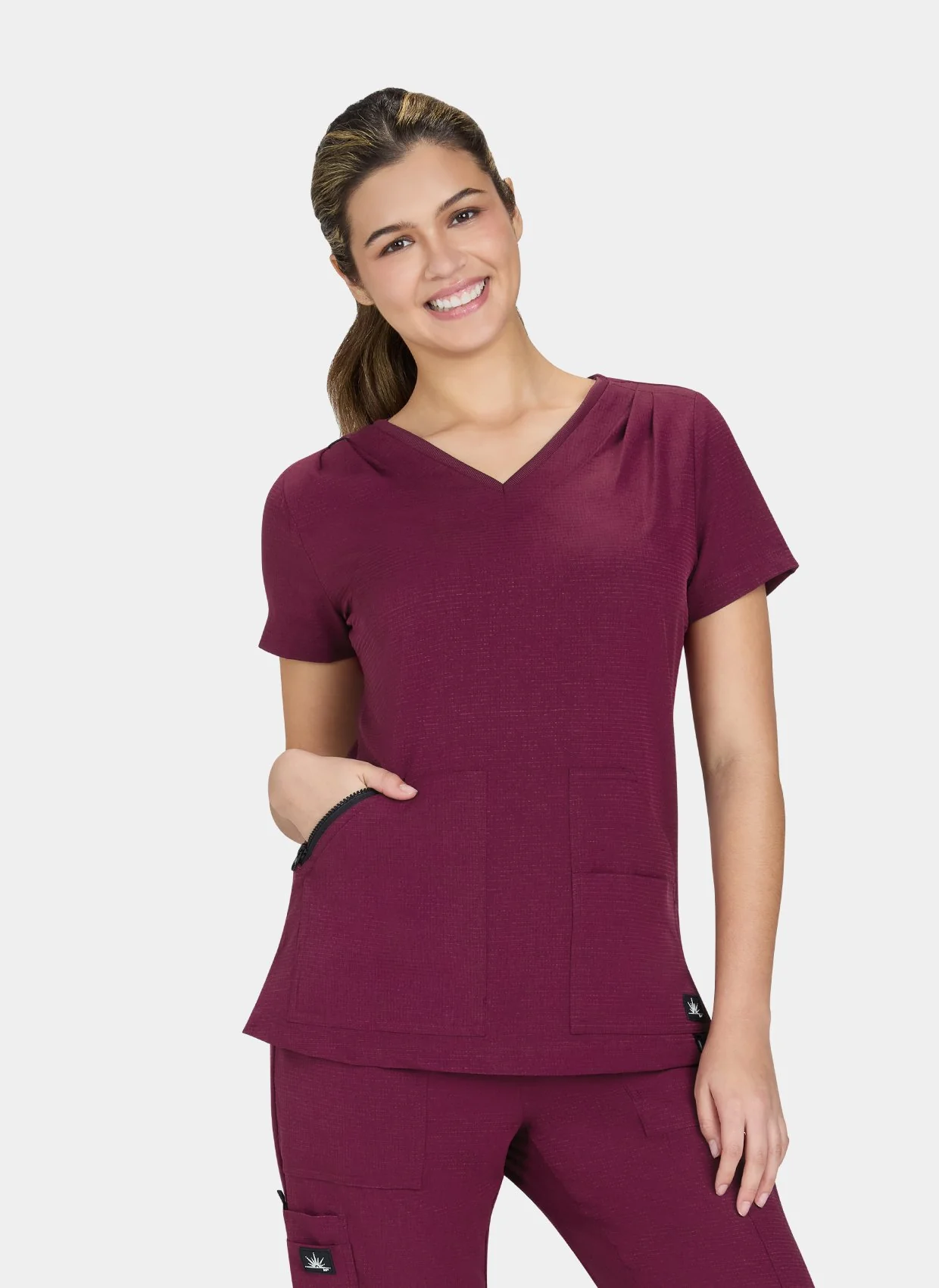 Koi Solis Sari Scrub Top - Wine - Image 3