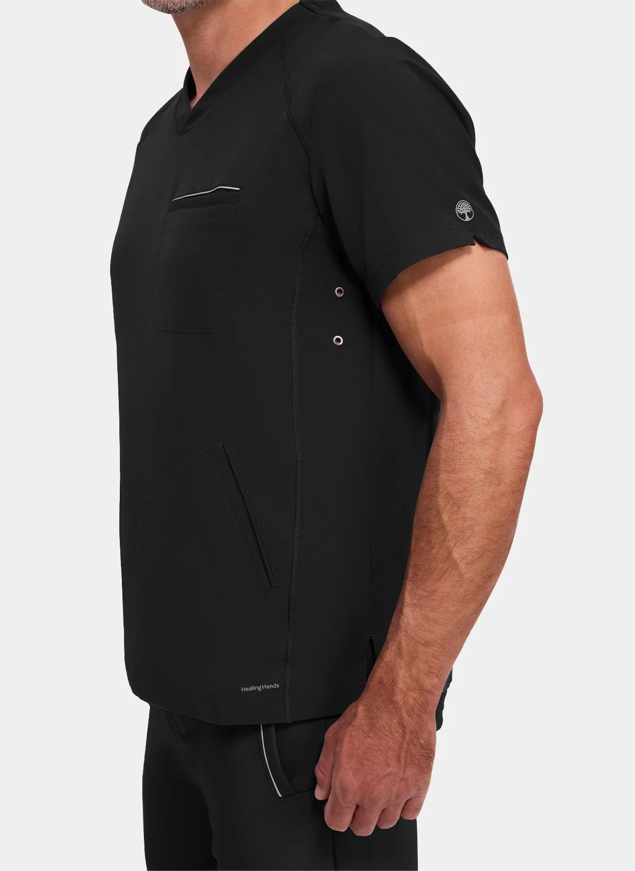 Healing Hands 360 Steven Scrub Top - Black - Image 3