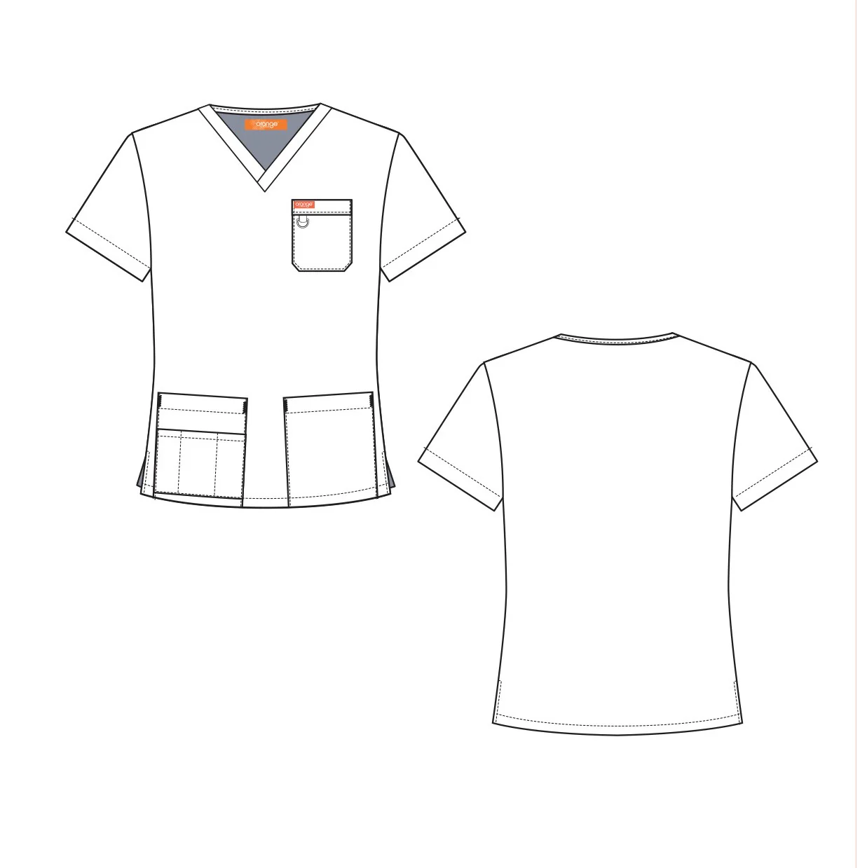 Unisex Orange Standard Scrub Set - Navy - Image 6