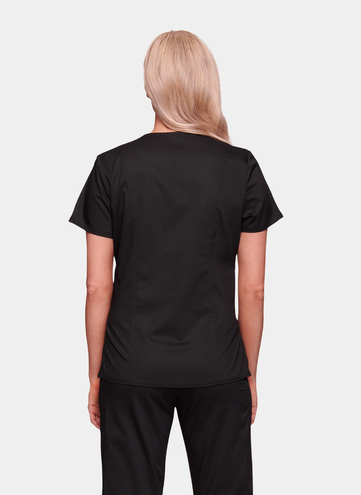 Cherokee WW Revolution Maternity Mock Wrap Scrub Top WWE688 - Black - Image 9